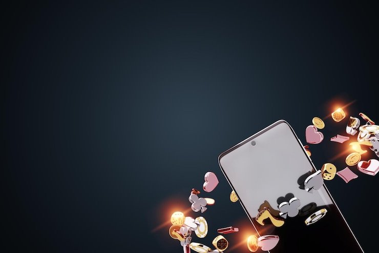 Mega Sevens slot game interface on mobile phone with reel symbols and spinning animation
